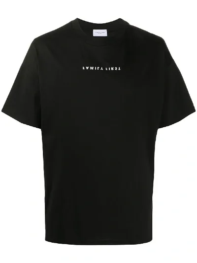 Family First Upside-down Logo Print T-shirt In Black