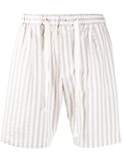 Pt01 Striped Deck Shorts In White