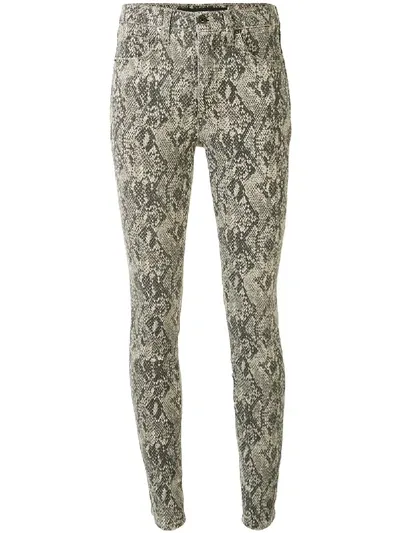 Veronica Beard Snakeskin-effect Skinny Jeans In Neutrals