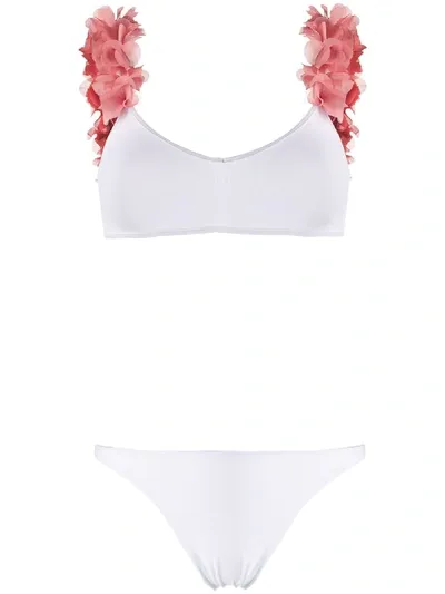 La Reveche Petal Ruffle Bikini In White