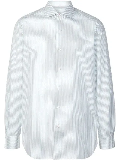 Isaia Striped-print Buttoned Shirt In White