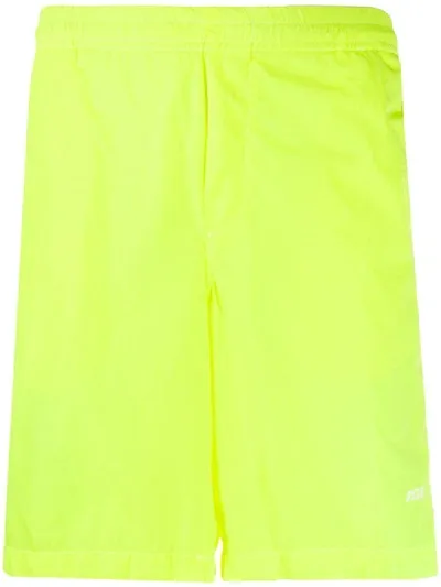 Msgm Neon Track Shorts In Yellow