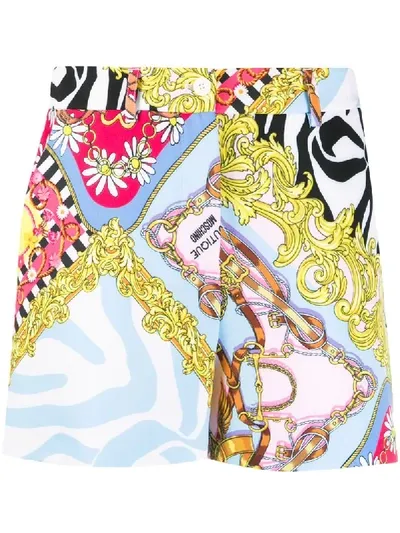 Boutique Moschino Brocade Print Shorts In Yellow