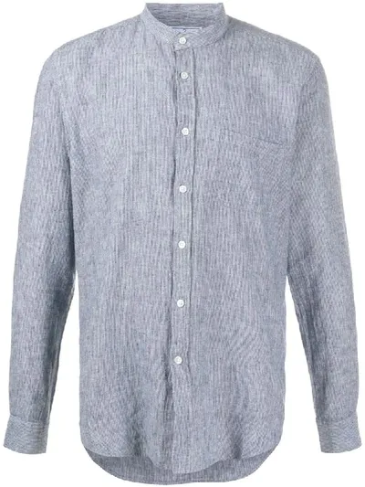 Portuguese Flannel Latitude Collarless Shirt In Grey