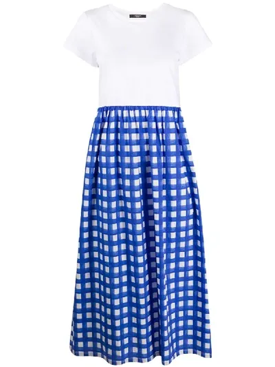 Weekend Max Mara Checked T-shirt Dress In Blue