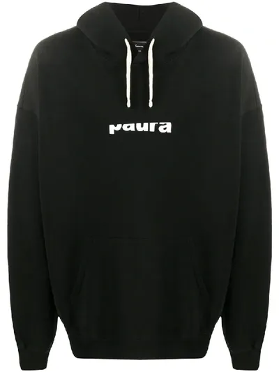 Paura Logo Printed Hoodie In Black