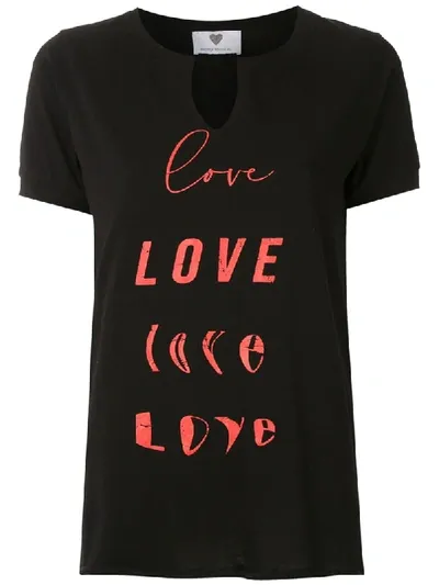 Andrea Bogosian Love Print Cut-out Detail T-shirt In Black