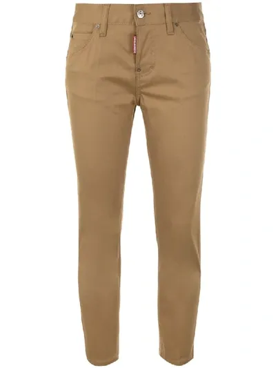 Dsquared2 Slim-fit Cropped Jeans In Brown