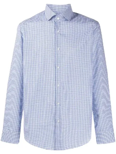 Hugo Boss Long Sleeved Checked Shirt In Blue