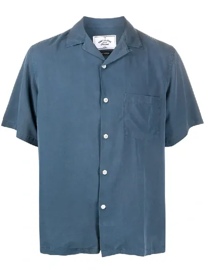 Portuguese Flannel Patch-pocket Bowling Shirt In Blue