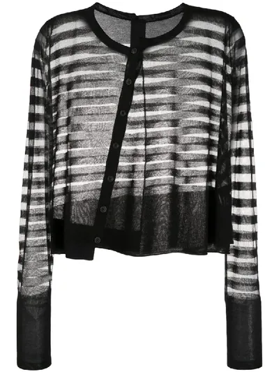 Rundholz Striped Sheer Cardigan In Black