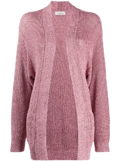 Laneus Metallized Open-front Cardigan In Pink