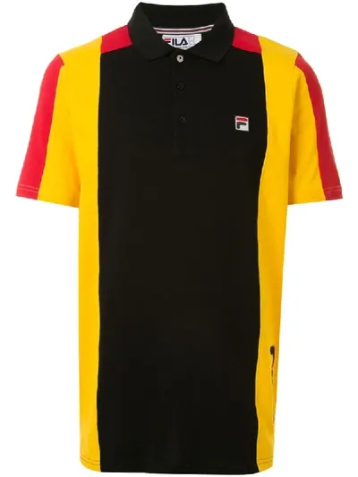 Fila Striped Polo Shirt In Black