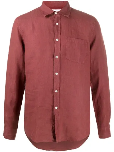 Portuguese Flannel Patch-pocket Linen Shirt In Red