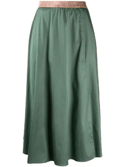 Altea Lurex Waistband Maxi Skirt In Green