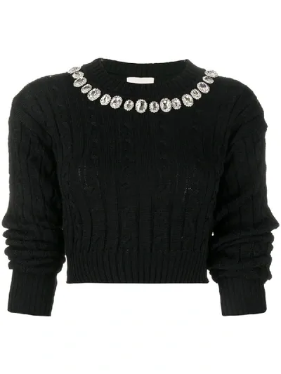 Giuseppe Di Morabito Crystal Embellished Cropped Jumper In Black