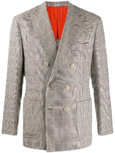 Brunello Cucinelli Check Pattern Blazer In Brown