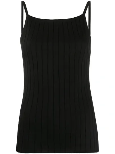 Sunspel Ribbed Square Vest Top In Black