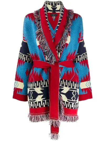 Alanui Icon Jacquard Cardigan In Red