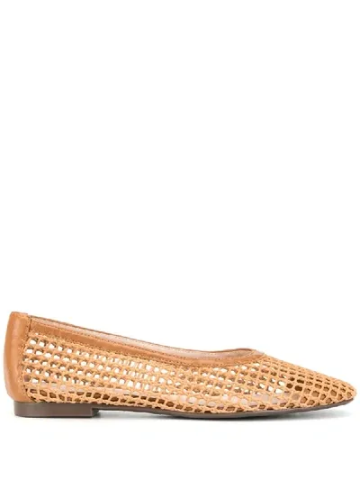 Schutz Woven Ballerina Shoes In Honey Beige