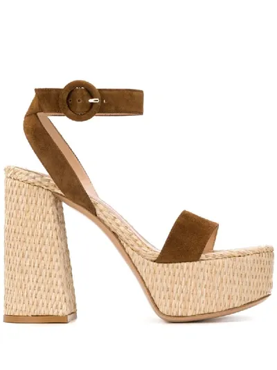 Gianvito Rossi Woven Style Platform Sandals In Brown