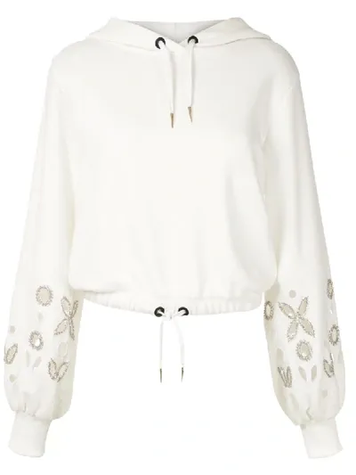 Andrea Bogosian Rocha Embellished Hoodie In White