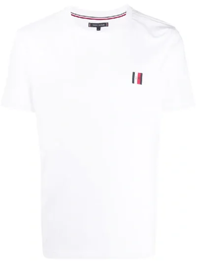 Tommy Hilfiger Logo Embroidered T-shirt In White