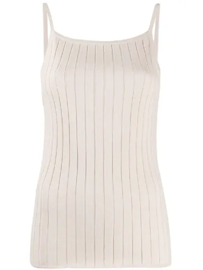 Sunspel Ribbed Square Vest Top In Neutrals