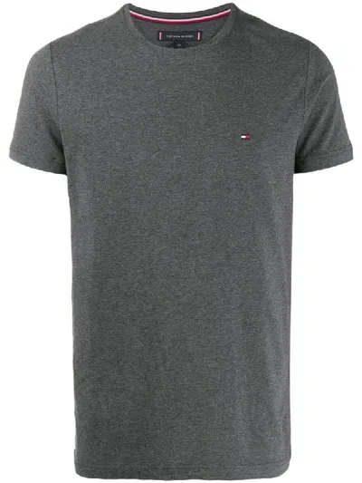 Tommy Hilfiger Embroidered Logo T-shirt In Grey