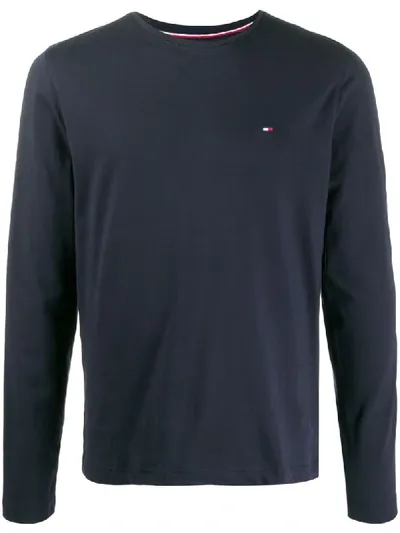 Tommy Hilfiger Long Sleeve Logo T-shirt In Blue