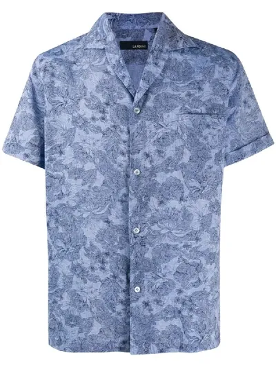 Lardini Floral-print Cotton Shirt In Blue