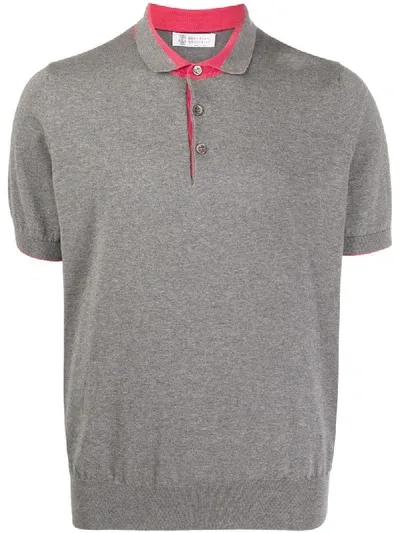 Brunello Cucinelli Short-sleeve Polo Shirt In Grey