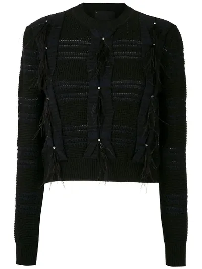 Andrea Bogosian Robert Feather-embellished Cropped Jumper In Black