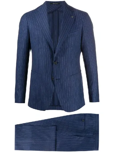 Tagliatore Pinstriped Two-piece Suit In Blue