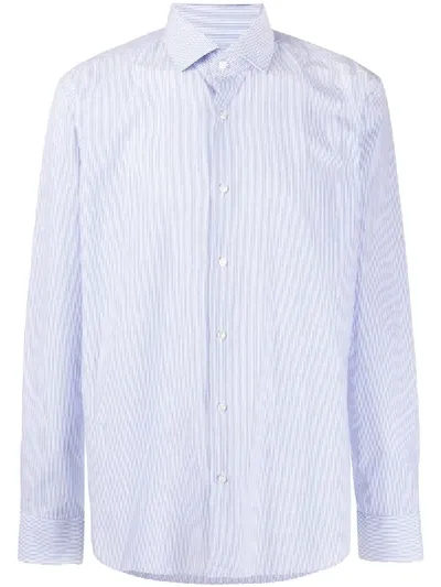 Hugo Boss Long Sleeved Striped Shirt In Blue