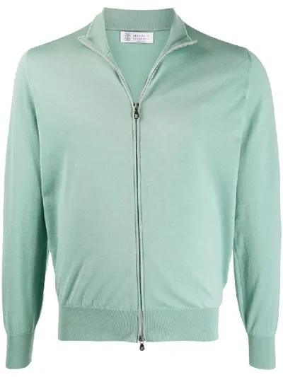 Brunello Cucinelli Zipped Sweatshirt In Green