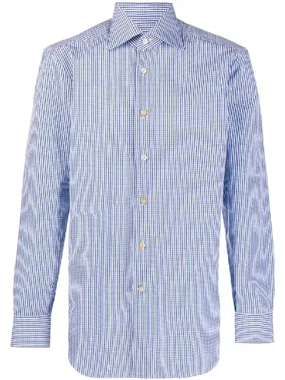 Kiton Striped Long-sleeve Shirt In Blue