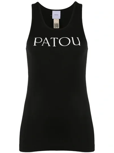 Patou Cotton Tank Top With Logo Print In Black