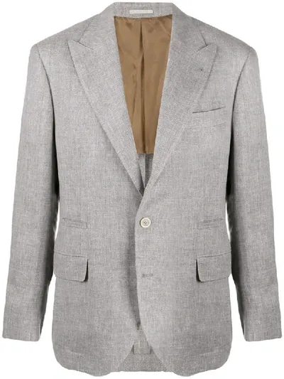 Brunello Cucinelli Fitted Single-breasted Blazer In Grey