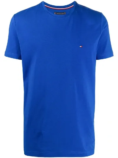 Tommy Hilfiger Embroidered-logo T-shirt In Blue