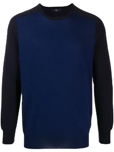 Fay Colour Block Jumper In Blue