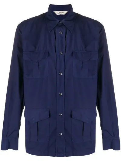 Aspesi Multi-pocket Shirt In Blue