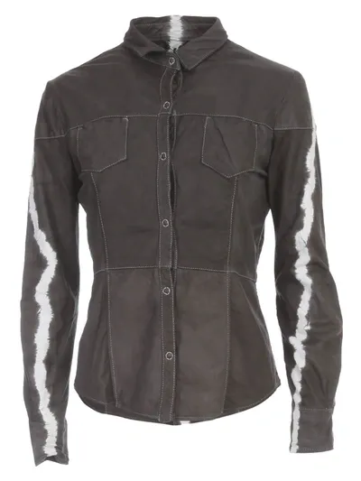 Giorgio Brato Tie-dye Leather Shirt In Nero Tdv