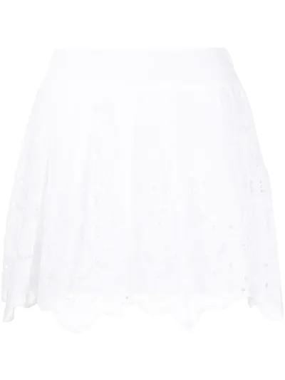 Alberta Ferretti Broderie Anglaise Mini Skirt In White