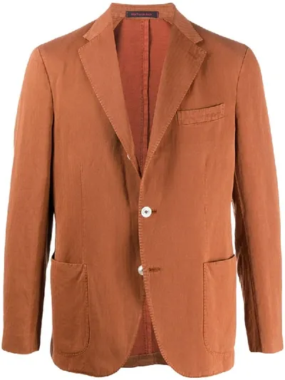 The Gigi Striped Print Single-breasted Blazer In Orange