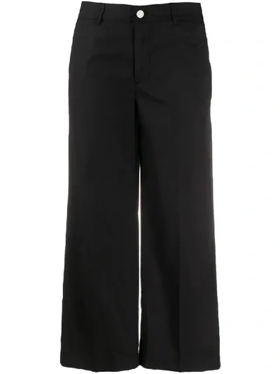 Dondup Cropped Wide Leg Trousers In Black