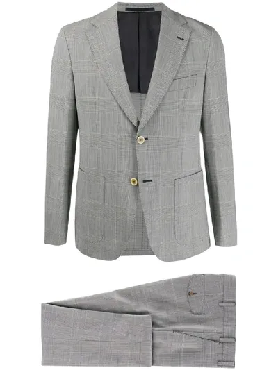 Eleventy Glen-check Slim-fit Suit In Blue