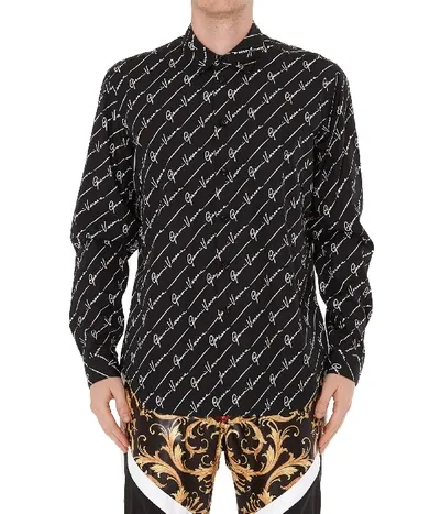 Versace Gv Signature Print Shirt In Black