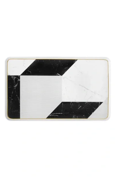 Vista Alegre Carrara Large Porcelain Rectangular Platter In Black White