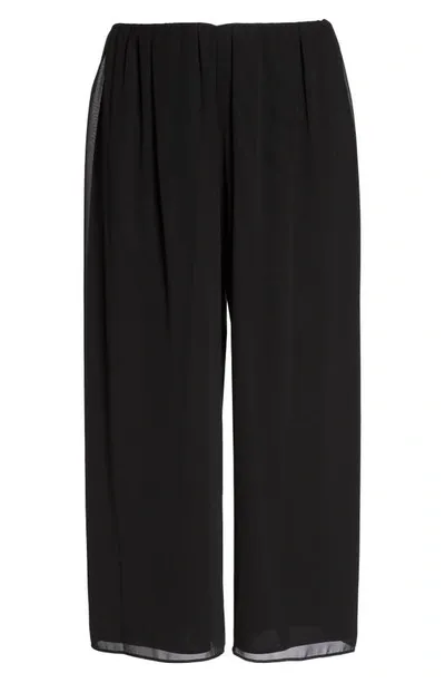 Alex Evenings Wide Leg Chiffon Pants In Black